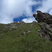 Steile Schafweide auf den Gipfelgrat des Hohbergs