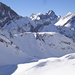 Blick zur formschönen Oberlahmsspitze und zum Freispitzmassiv, rechts die sehr einsame Saxerspitze(2690m), ein schönes Sommerziel