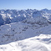 Blick nach Süden in die Lechtaler; der hohe Doppelgipfel rechts ist der Hohe Riffler(Verwall)