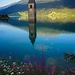 The drowned church in the Reschensee