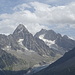 Aiguilles de Chardonnet (3824) e d'Argentière (3901), in basso il glacier d'Argentière.