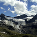 Der stark zurückgeschmolzene Ochsentaler Gletscher - Blickfang vom Radsattel (2652m). Unten im Grünen sieht man den endlosen Weg zur Wiesbadner Hütte