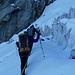 Aufstieg zwischen den Gletscherspalten auf dem Sidelengletscher