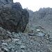 In the L-couloir, just before the bend going to the left. It's already quite steep here.