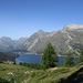unterwegs zum Val Fedoz mit Blick auf den Silser See und u.a. den Piz Lunghin gegenüber