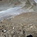 Rückblick auf den Weg durch das Geröll hinunter zum Gletscher