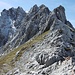 Blick von der Mandlscharte zu den Roßzähnen u. zum Gipfel der Mandlspitze