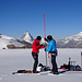 Arbeit auf dem Gletscher mit idealem Panorama