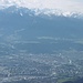 Blick nach Innsbruck mit dem Inn, dahinter die Stubaier Alpen