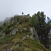 auf den letzten Metern zum Gipfelkreuz Riederhorn - noch immer überwiegt der Nebel