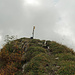 der Gipfel vom Neuenalpspitz mit Wegweiser und Gipfelbuch