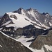 Alphubel und Mischabelgruppe,rechts das spitze Nadelhorn und die Lenzspitze