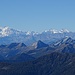 Klare Sicht bis zu den Walliser Alpen - links Monte Rosa mit dem höchsten Berg der Schweiz.