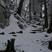 Aufstieg zum Roggenschnarz, viel Eis unter wenig Schnee