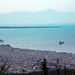 Die erste Sicht auf das Meer und den Olymp: Oberhalb von Thessaloniki. Endlich wird's so richtig sommerlich heiss!