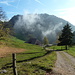 leichter Nebel über dem Berggasthof / Hintergrund: Bettlachstock