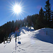 nach dem Alpspitz bin ich noch durch den Neuschnee hinauf zum Aussichtspunkt Sebi gelaufen, auf dieser "Schattenseite" war schönster Pulverschnee, die Wildruhezone, siehe Tafel, gilt erst ab 15, Dezember.