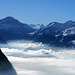 Blick über das Nebelmeer hinauf zu den "Churer" Bergen