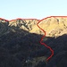 Cresta percorsa dopo Monte Ventolaro e via di discesa alternativa