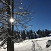 Die ersten Sonnenstrahlen erwärmen den Skitourengeher.