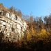 dazwischen ein Blick hoch zu den besonnten Felsen in der Nähe des Tierparks