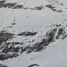 Rot = Ausfahrt aus dem Couloir / Grün= Eventuelle Aufsteigsroute über Eisfall zur Umgehung der Spitzplanggenhänge