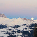 Sonnenuntergang über dem Calanda - und Mondaufgang über dem Rätikon