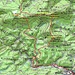 Karte mit meiner Route über sechs Gipfel. Der Rocher de Mutzig ist dabei der höchste Berge der nördlichen Vosges (Vosgesen), der Grossmann der höchste Punkt des Département de la Moselle. Beide Gipfel, sowie der Le Narion und die La Grande Côte sind einen Besuch wert, besonders wegen der wilden Landschaft. 