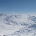 Aussicht vom Lattenhorn: Lago di Monte Spluga und Skigebiet Madésimo (rechts)