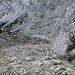 Aufstiegsrinne zum Schönen Fleck, unten ist der Steig zum Blaueisgletscher gut zu sehen