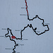 Streckenverlauf des fränkischen Gebirgswegs, bei Hersbruck liegen der fränkische Gebirgsweg und der Frankenweg für ziemlich genau 1 km auf dem identischen Wegverlauf