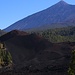 Blick vom Ostgrat des Montaña de la Cruz auf den Volcán Chinyero (1552m) welcher die jüngste vulkanische Akitivität Teneriffas zeigte. Darüber thront der Pico del Teide (3717,98m) welchen ich einige Tage später bestieg.