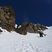 Oberster Abschnitt Gipfelcouli, eine kurze Steilstufe zum Gipfelkopf