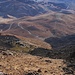 Sicht bei der Refugio de Altavista (3260m) hinunter auf den Flankenvulkan Montaña Blanca (2748m). Man erkennt gut auf dem Foto die unzähligen Kehren über die ich zur Abzweigung dei Dunkelheit hochgewandert war.
