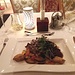 <b>Rose roasted lamb crown on thyme sauce with provencal vegetables and homemade potato puffs.</b>