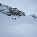 Das Couloir / Felsbarriere...sieht von unten steiler aus als es ist und auch die Abfahrt ging ohne Probleme.
