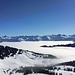 Nebelmeer über Oberstdorf. Es reichte bis an den Riedbergpass heran. Nach Westen überschwappende Nebelschwaden verwandelten sich in Dunst