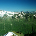 Im Westen die Wildspitze (3772m), der höchste Gipfel der Ötztaler Alpen und zweithöchster Österreichs. Im Hintergrund rechts, die Gipfel des Kaunergrats.