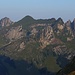 Erstes Licht an Lütispitz, Stöllen, Schwarzchopf und Gamschopf.