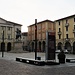 Piazza Mazzini con al centro il monumento equestre a Carlo Alberto.