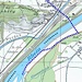 Kartenausschnitt mit Route: Oberriet Oberdorf - Blatten - Rheinbrücke - Illmündung und auf gleichem Weg wieder zurück.