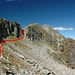 Nachdem man ueber einen kleinen Sattel (Btta d'Erbea) auf die N-Flanke der Cima d'Erbea gewechselt ist (kurzer aber steiler Abstieg, T3), quert man auf einem Weg (T2) oberhalb der grossen Geroellhalde zu einem weiteren Einschnitt (Btta della Cima dell'Uomo).