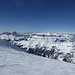 Blick von der Punta Rocca (3220 m) auf Plattkofel, Langkofel, Sella mit Piz Boe bis zum Hauptkamm mit den Zillertaler Alpen