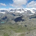 il gruppo del Bernina ed in basso i laghetti di Campagneda