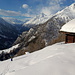 vor dem "Alpkeller", Blick bis zu Gornergrat und Zermatter Breithorn