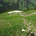 Blick hinab zur schrägen Rinne (Schnee)