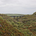 Unterwegs am Meldon Reservoir - Blick zum Meldon Viaduct, das von 1874 bis 1990 für den Bahnverkehr genutzt wurde und heutzutage offenbar einen Radweg über das Tal führt. Momentan endet der Wochenend-/Feiertagsverkehr von Dartmoor Railway an der Meldon Station (unmittelbar östlich/rechts der Brücke).