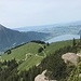 Ausblick über die Aufstiegsroute via Steigenbachbann zu Kulm und Zugersee