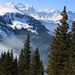 Mit jedem Meter Aufstieg weitet sich das Panorama. Schön zu sehen ist die Wetterhorngruppe mit Rosenhorn (3689,3m), Mittelhorn (3704m) und Wetterhorn (3692m).