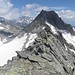 Blick vom Vorgipfel (P. 2823) zum Gipfelduo Brichlig / Piz Cavardiras